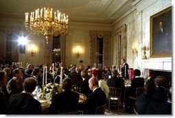 Celebrating the beginning of Ramadan, President George W. Bush hosts an Iftaar Dinner in the State Dining Room of the White House Thursday, Nov. 7.  White House photo by Paul Morse