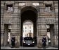 President George W. Bush’s limousine waits at Prague Castle as he meets with the Foreign Minister of the Czech Republic Wednesday, Nov. 20. White House photo by Paul Morse