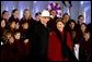 President George W. Bush and Laura Bush attend the Pageant of Peace Tree Lighting on the Ellipse near the White House Thursday, Dec. 5. White House photo by Paul Morse.