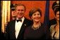 President George W. Bush and Mrs. Bush attend a dinner for NATO leaders hosted by the Czech Republic at Prague Castle in Prague, Czech Republic, Nov. 20. White House photo by Paul Morse.