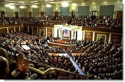 President George W. Bush delivers his State of the Union address to the nation and a joint session of Congress in the House Chamber at the U.S. Capitol Tuesday, Jan. 28, 2003.   White House photo by Susan Sterner