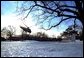 The President's helicopter, Marine One, lifts off from an icy South Lawn as he heads toward Georgia to meet with small business owners Thursday, Jeb. 20, 2003. White House photo by Tina Hager