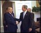 President George W. Bush welcomes Heydar Aliyev, President of Azerbaijan, to the Oval Office Wednesday, Feb. 26, 2003. White House photo by Eric Draper