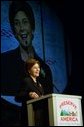 Laura Bush addresses the National Association of Counties Conference in Washington, D.C. Monday, March 3, 2003. Mrs. Bush announced Preserve America, an initiative which highlights the Administration's support of the preservation and enjoyment of the nation's historic places. White House photo by Susan Sterner