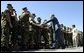 President George W. Bush and Mrs. Bush greet Marines at Camp Lejeune in Jacksonville, N.C., Thursday, April 3, 2003. White House photo by Paul Morse