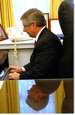 White House Chief of Staff Andrew Card answers questions during, 