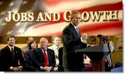 President George W. Bush discusses jobs and the economy at the Timken Company in Canton, Ohio.  White House photo by Paul Morse