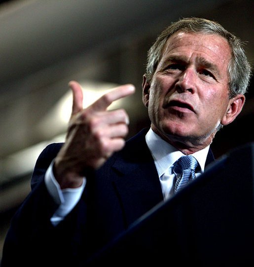 "Let's get tax relief to the American people as quickly as possible," said President George W. Bush emphasizing the need for tax relief during his remarks at Airlite Plastics in Omaha, Neb., Monday, May 12, 2003. White House photo by Susan Sterner