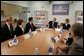 President George W. Bush discusses the tax cuts in his economic plan during a roundtable meeting with couples at Airlite Plastics in Omaha, Neb., Monday, May 12, 2003. White House photo by Susan Sterner