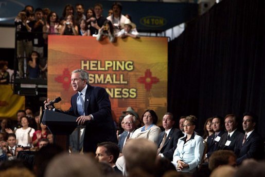 President George W. Bush discusses his Jobs and Growth Plan in Bernalillo, N.M., Monday, May 12, 2003. White House photo by Susan Sterner