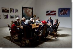 President George W. Bush meets with senior citizens at the Indiana State Fairgrounds in Indianapolis, Ind., Tuesday, May 13, 2003. White House photo by Susan Sterner.