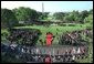 Flags are raised high as President George W. Bush hosts a State Arrival Ceremony for President Gloria Macapagal-Arroyo of the Philippines on the South Lawn Monday, May 19, 2003. "The Philippines was the first democracy in Asia and has a proud tradition of democratic values, love of family and faith in God. President Arroyo, you are carrying this tradition forward, and I'm proud to call you friend," said President Bush in his remarks. "Today the First Lady and I are honored to welcome you and Attorney Arroyo to America and to the White House. Mabuhay!" White House photo by Paul Morse