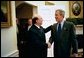 President George W. Bush meets with President Hipolito Mejia of the Dominican Republic in the Oval Office Tuesday, May 20, 2003. White House photo by Eric Draper.