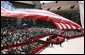 President George W. Bush delivers his speech in the courtyard of the Wawel Royal Palace in Krakow, Poland, Saturday, May 31, 2003. White House photo by Paul Morse