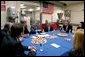 President George W. Bush speaks during a meeting with small business owners and employees at Andrea Foods in Orange, N.J., Monday, June 16, 2003. White House photo by Eric Draper