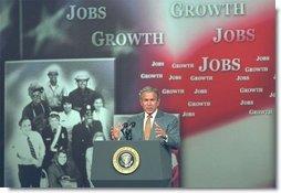 President George W. Bush discusses employment training at Northern Virginia Community College in Annandale, Va., Tuesday, June 17, 2003. "We want an educated work force, to keep this country the most productive in the world," said the President. "And with the right focus and the right policies out of the United States Congress, this is an objective that I'm confident we can achieve."  White House photo by Tina Hager