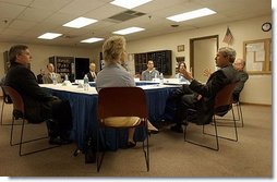 President George W. Bush meets with local business persons in Fridley, Minn., Thursday, June 19, 2003.  White House photo by Tina Hager