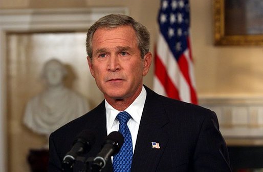 President George W. Bush addresses the nation from the Cabinet Room at the White House Sunday, Sept. 7, 2003. The President discussed the progress in Iraq and Afghanistan. White House photo by Tina Hager.