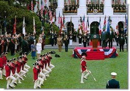 State Arrival Ceremonies for the Republic of Kenya included a military review on the South Lawn of the White House.  White House photo by Tina Hager