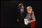 President George W. Bush embraces Loretta De Maintenon after meeting with seniors about his commitment to add prescription drug benefits to Medicare during a visit to Orlando, Fla., Thursday, Nov. 13, 2003. White House photo by Tina Hager