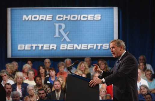 President George W. Bush delivers remarks on Medicare reform at the Engelwood Neighborhood Center in Orlando, Fla., Thursday, Nov. 13, 2003. White House photo by Tina Hager