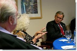 President George W. Bush meets with senior citizens to discuss medical liability reform in Las Vegas, Nev., Wednesday, Nov. 25, 2003.  White House photo by Tina Hager