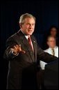 Discussing Medicare and medical liability, President George W. Bush addresses doctors and senior citizens in Las Vegas, Nev., Wednesday, Nov. 25, 2003. White House photo by Tina Hager.