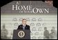 During the signing ceremony of S. 811, The American Dream Downpayment Act, President George W. Bush delivers remarks at the U.S. Department of Housing and Urban Development in Washington, D.C., Tuesday, Dec. 16, 2003. "One of the biggest hurdles to homeownership is getting money for a down payment," said President Bush. "This administration has recognized that, and so today I'm honored to be here to sign a law that will help many low-income buyers to overcome that hurdle, and to achieve an important part of the American Dream."