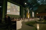 President George W. Bush addresses the participants of the Special Summit of the Americas during the inaugural ceremony in Monterrey, Mexico, Jan. 12, 2004. "My country is committed to free and fair trade for this hemisphere through the free trade area of the Americas and through the growing number of bilateral free trade agreements we have completed and are negotiating," said President Bush.  White House photo by Eric Draper