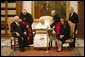 Vice President Dick Cheney and his wife, Lynne, meet His Holiness Pope John Paul II in the Vatican in Rome Jan. 27, 2004. The visit was part of a five-day trip through Switzerland and Italy for consultations with European allies on national security and economic matters. White House photo by David Bohrer