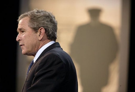 President George W. Bush delivers remarks during ceremonies marking the opening of the exhibit, "Churchill and the Great Republic," at the Library of Congress in Washington, D.C., Wednesday, Feb. 4, 2004. Open from Feb. 5 through June 26, 2004, the exhibit marks Winston Churchill's contributions to democracy and his relationship with the United States. White House photo by Paul Morse