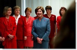 Laura Bush meets with heart disease survivors at the Baptist Hospital of Miami during part of a Heart Truth campaign tour to promote awareness of heart disease in women. Miami, Florida, Wednesday, Feb. 4, 2004.  White House photo by Tina Hager