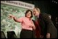 President George W. Bush talks with student Cari Aftosmes after a conversation on the Economy and the Jobs for the 21st Century Initiative at Central Dauphin High School in Harrisburg, PA. White House photo by Paul Morse