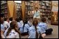 Laura Bush reads to Fifth Graders at the Rancho Mirage Public Library in Palm Springs, Calif., on Wednesday, February 18, 2004. White House photo by Tina Hager