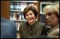 Laura Bush participates in a roundtable at the Advanced Technologies Academy in Las Vegas, Nev., Thursday, February 19, 2004. White House photo by Paul Morse