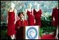 Laura Bush visits the Red Dress Project Exhibit and delivers remarks to the media after accepting the 2004 Colleges of Cardiology's Honorary Fellowship in New Orleans, Louisiana. " If we can encourage women to take charge of their health and the health of their families, we can do the same for heart disease. With the many risk factors for heart disease, a woman's greatest risk is ignorance. So I encourage all of you to pull out your favorite red tie or red dress and tell every woman and physician that you know that heart disease doesn't care what you wear." Monday, March 8, 2004. White House photo by Tina Hager