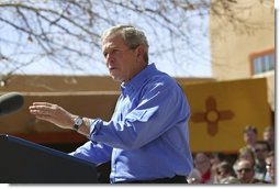 President George W. Bush delivers remarks about homeownership at Expo New Mexico in Albuquerque, N.M., Friday, March 26, 2004.  White House photo by Eric Draper