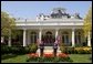 President George W. Bush and Prime Minister Tony Blair hold a press conference in the Rose Garden of the White House on April 16, 2004. White House photo by Paul Morse.