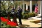 President George W. Bush and Prime Minister Tony Blair hold a press conference in the Rose Garden of the White House on April 16, 2004. White House photo by Paul Morse.