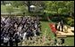 President George W. Bush and First Lady Mrs. Laura Bush with Kathleen Mellor the 2004 Teacher of the Year from South Kingstown, Rhode Island in the Rose Garden of the White House on April 21, 2004. White House photo by Paul Morse