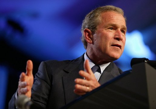 President George W. Bush speaks at the Newspaper Association of America Annual Convention at the Omni Shoreham Hotel in Washington, D.C., Wednesday, April 21, 2004. White House photo by Paul Morse