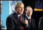 President George W. Bush participates in a conversation on the benefits of health care information technology with Dennis Smith of VA Maryland Health Care System at the Department of Veterans Affairs Medical Center in Baltimore, Maryland on April 27, 2004. White House photo by Paul Morse