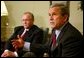 President George W. Bush answers reporter's questions after meeting with Swedish Prime Minister Goran Persson in the Oval Office Wednesday, April 28, 2004. White House photo by Paul Morse.