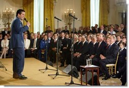 Television host Marco Antonio Regil emcees the White House ceremony honoring Cinco de Mayo in the East room Wednesday, May 5, 2004  White House photo by Paul Morse