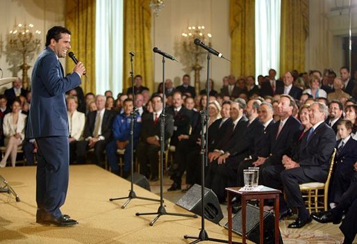 Television host Marco Antonio Regil emcees the White House ceremony honoring Cinco de Mayo in the East room Wednesday, May 5, 2004 White House photo by Paul Morse