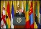 President George W. Bush announced the 16 countries selected for the Millennium Challenge Account during a White House ceremony in the East Room Monday, May 10, 2004 White House photo by Paul Morse