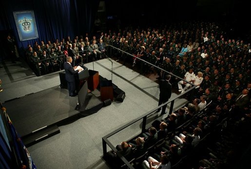 President George W. Bush delivers remarks on Iraq and the War on Terror at the U.S. Army War College in Carlisle, Pennsylvania, Monday, May 24, 2004. White House photo by Eric Draper.