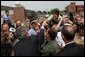 President George W. Bush greets military personnel and their families at Youngstown Air Reserve Station in Vienna, Ohio, Tuesday May 25, 2004. White House photo by Paul Morse