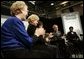 President George W. Bush participates in a conversation on health care and community health centers at Youngstown State University in Youngstown, Ohio, Tuesday May 25, 2004. White House photo by Paul Morse