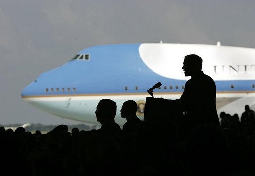 President George W. Bush delivers remarks to military personnel at MacDill Air Force Base in Tampa, Florida, Wednesday, June 16, 2004. White House photo by Eric Draper.